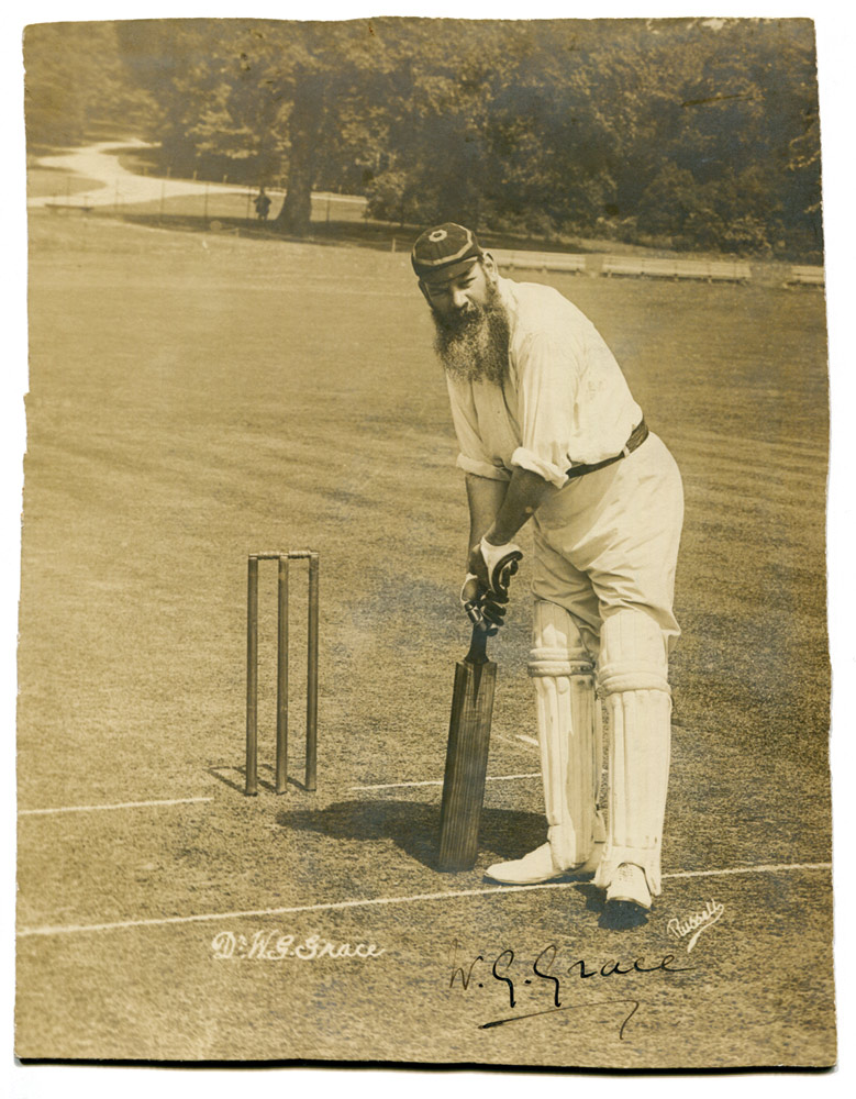 ‘Dr W.G. Grace’. Excellent original sepia photograph of Grace, wearing London County XI cap, full