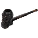 W.G. Grace pipe 1895. Vulcanite cricket pipe with cricket bat stem and cricket ball and ‘Grace head’