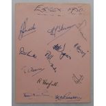 Essex 1950. Album page signed in ink by twelve members of the team. Signatures include Insole (Cpt),