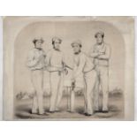 ‘Sketches of the Surrey Cricketers’. Original lithograph print of Sherman, Julius Caesar, Caffyn and