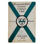 Worcestershire County Cricket Club Official Yearbook 1938. Original decorative stiffened wrappers.