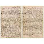 Edward Mills Grace.  Handwritten six page letter from Grace to his Sister, Alice, written from