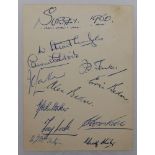 Surrey 1950. Album page signed in ink by eleven members of the team. Signatures include Surridge (