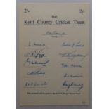 Kent 1950. Two official Doug Wright Benefit Fund sheets signed by the team. Eleven signatures in