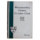 Worcestershire County Cricket Club Official Yearbook 1936. Original decorative stiffened wrappers.