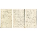 Edward Mills Grace. Handwritten three page letter from Grace to his Father written from on board the