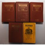 Wisden Cricketers’ Almanack 1955 to 1959. Original hardbacks with the exception of the 1959