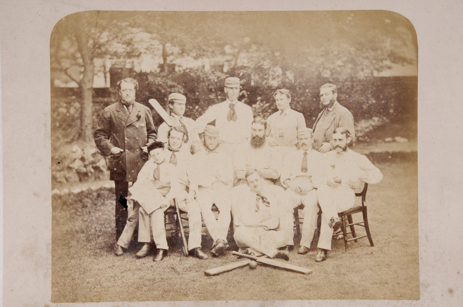 The Grace Family cricket team? c1870 to 1875. Original sepia photograph of, what I believe, to be