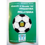 Argentina v England 1977. A very scarce programme from the match v Argentina played at Boca