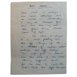 ‘Playing Shots’. Eight page hand written manuscript by Hutton describing the off drive, on drive,