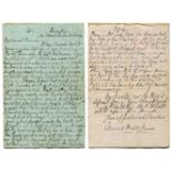 Edward Mills Grace.  Handwritten thirteen page letter from Grace to his Sister, Fannie, written from