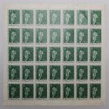 Cricket Philatelics. A full complete sheet of 35 Indian stamps featuring K.S. Ranjitsinhji 1872-