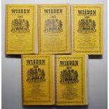 Wisden Cricketers’ Almanack 1960, 1961, 1966, 1968 & 1970. Original cloth covers. All copies with