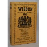 Wisden Cricketers’ Almanack 1945. 82nd edition. Original limp cloth covers. Only 6500 paper copies