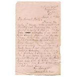 Edward Mills Grace. Handwritten one page letter from Grace to his Mother written from 12 Chapel