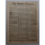 ‘The London Chronicle’. Early and original ‘tabloid’ eight page newspaper for 2nd to 4th July