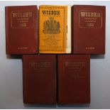 Wisden Cricketers’ Almanack 1950 to 1954. Original hardbacks with the exception of the 1951