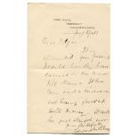 E. M. Grace. Handwritten one page letter on Park House, Thornbury letterhead from Grace to his son