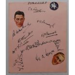 Somerset 1938. Album page signed in ink by eleven members of the team. Signatures include