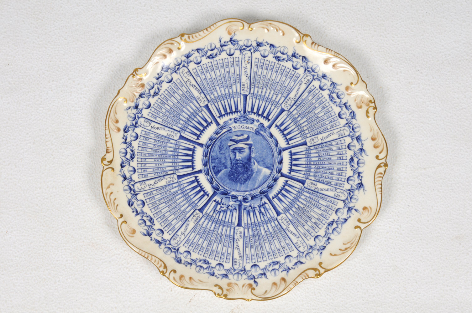 W.G. Grace. Original Coalport porcelain plate commemorating W.G. Grace’s Century Of Centuries