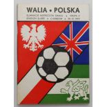 Wales away programmes 1970s. Rare official away programme for the European Championship qualifying