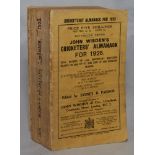 Wisden Cricketers’ Almanack 1925. 62nd edition. Original paper wrappers. Some wear and loss to spine