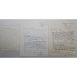 Australia. Selection of three hand written letters from Australian players. Players are George