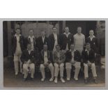 Kent C.C.C. 1949. Mono real photograph plain back postcard of the Kent team seated and standing in