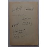 South Africa Tour to England 1929. Album page nicely signed in black ink by nine members of the