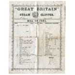 ‘S.S. Great Britain, Liverpool & Australian Navigation Co, Steam Clipper’. Original printed ‘Bill of