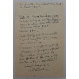 Archdale Palmer Wickham. Oxford University & Somerset 1876-1907. One page handwritten letter on East