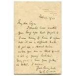 W. G. Grace. Handwritten one page letter on Fairmount, Mottingham, Eltham, Kent letterhead from