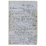 Edward Mills Grace. Handwritten one page letter from Grace to his Mother written from on board the