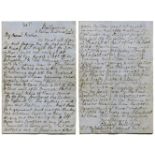 Edward Mills Grace.  Handwritten twelve page letter from Grace to his Mother, Martha, written from