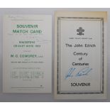 Colin Cowdrey and John Edrich. ‘Souvenir match card of the Maidstone Cricket Week 1973 during