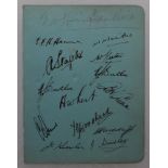 Nottinghamshire. Album page with thirteen Nottinghamshire ink signatures from 1937, six Middlesex