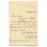 W. G. Grace. Handwritten one page letter on Fairmount, Mottingham, Eltham, Kent letterhead from
