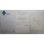 England. Three hand written letters written by Reg Simpson, Ian Peebles and Bill Edrich and two