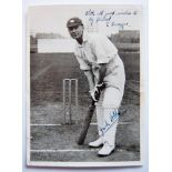 J.B. Hobbs, Surrey & England 1905-1934. Excellent mono press photograph of Hobbs, full length,