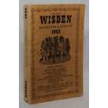 Wisden Cricketers’ Almanack 1943. 80th edition. Original limp cloth covers. Only 5600 paper copies