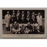 ‘Old England Team 1946’. Mono real photograph postcard of the England team, at the Oval, with