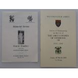 Cricketers’ Funerals. Original ‘Order of Service’ for Harold Gimblett 1978, Jim Laker 1986, R.E.S.