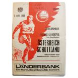 Austria v Scotland 1969. Rare official away programme for the World Cup qualifying match played in