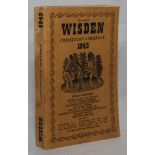 Wisden Cricketers’ Almanack 1943. 80th edition. Original limp cloth covers. Only 5600 paper copies