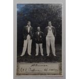 Kent. Excellent real photograph postcard of A.P.F. Chapman, A.P. Freeman and Frank Woolley in
