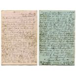 Edward Mills Grace. Handwritten eighteen page letter from Grace to his Sister, Blanche written on