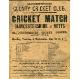 Gloucestershire v Nottinghamshire 1902. Early original match handbill for the Gloucestershire v