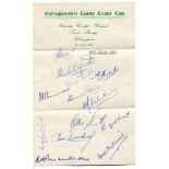 West Indies tour to England 1957. Nottinghamshire C.C.C. headed page signed by thirteen members of