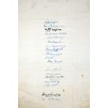 Australia tour to England 1934. Large card nicely signed in ink by all eighteen members of the