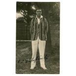 K.S. Duleepsinhji. Sussex & England 1924-32. Mono real photograph postcard of Duleepsinhji, full